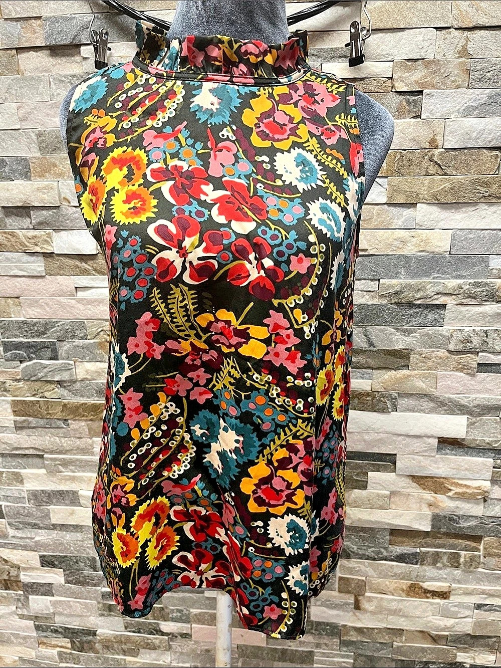 LOFT Floral Mini Dress in Black & Multicolor Like New